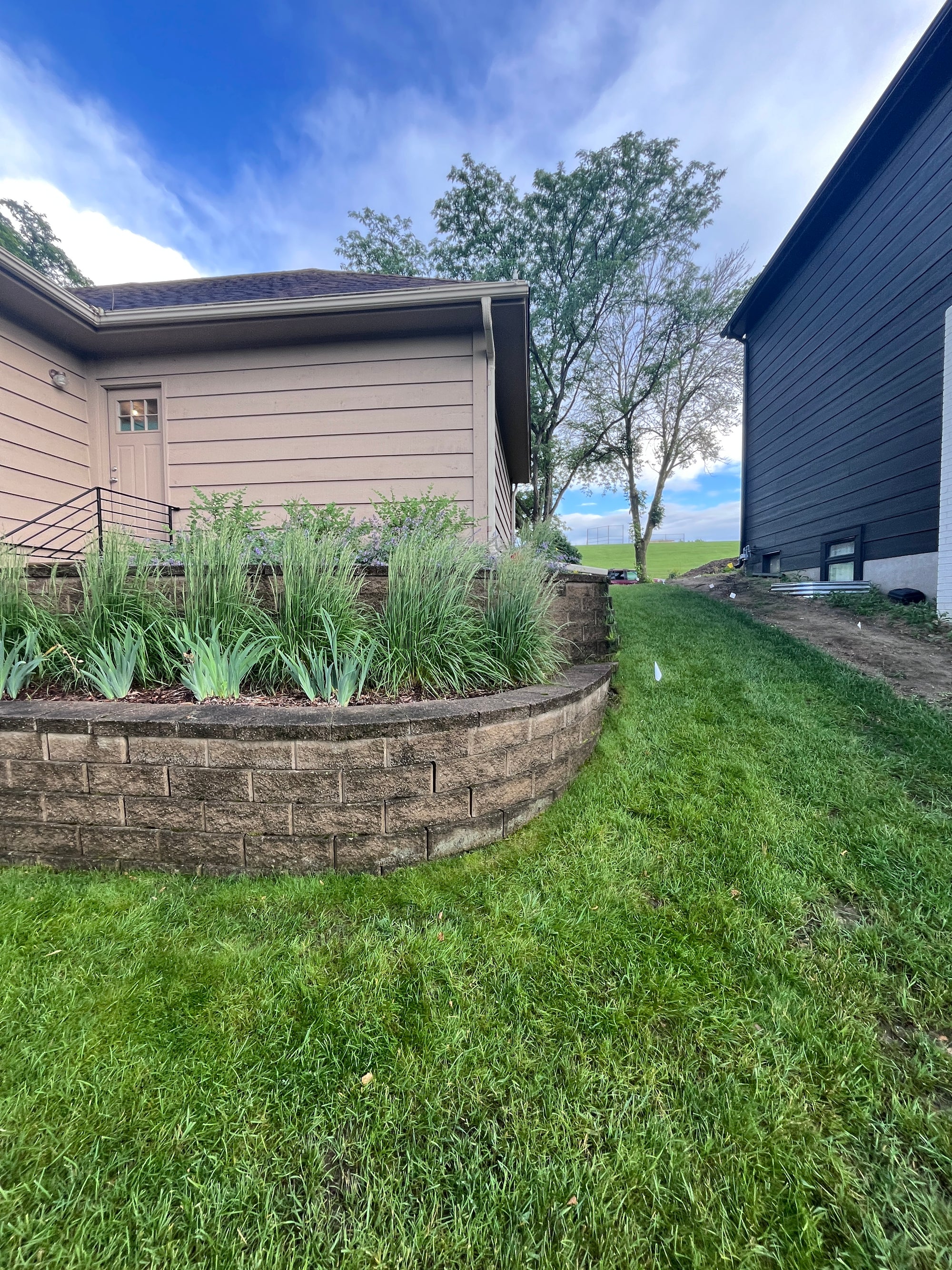 Existing aging retaining wall before demolition in West Bloomington Minneapolis