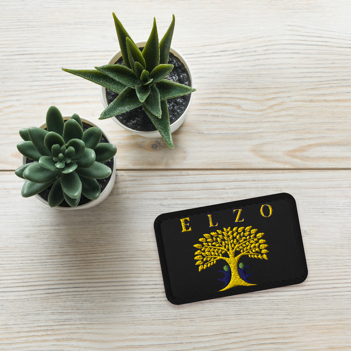 Black rectangular Elzo Landscape embroidered patch