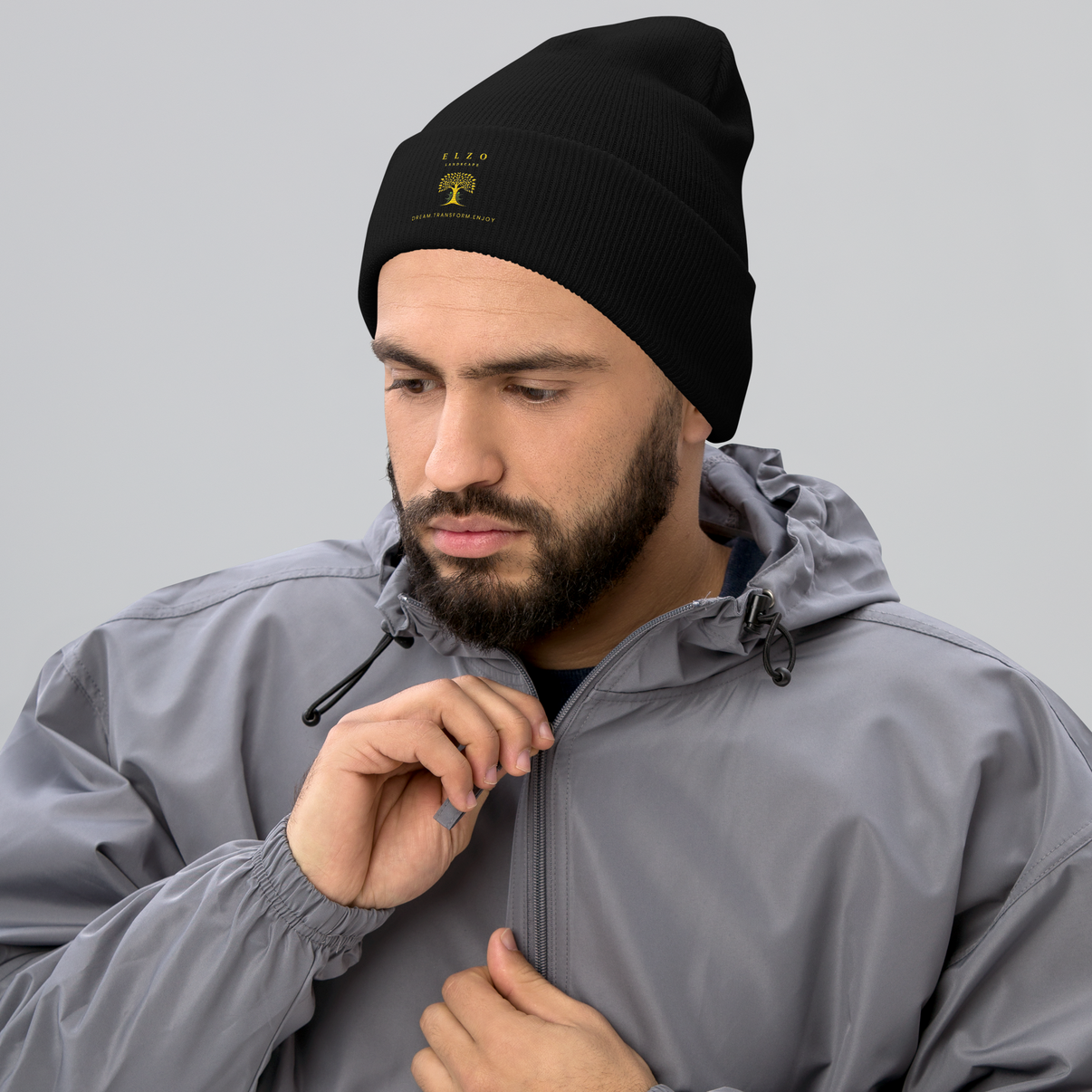 Black cuffed Elzo Landscape beanie